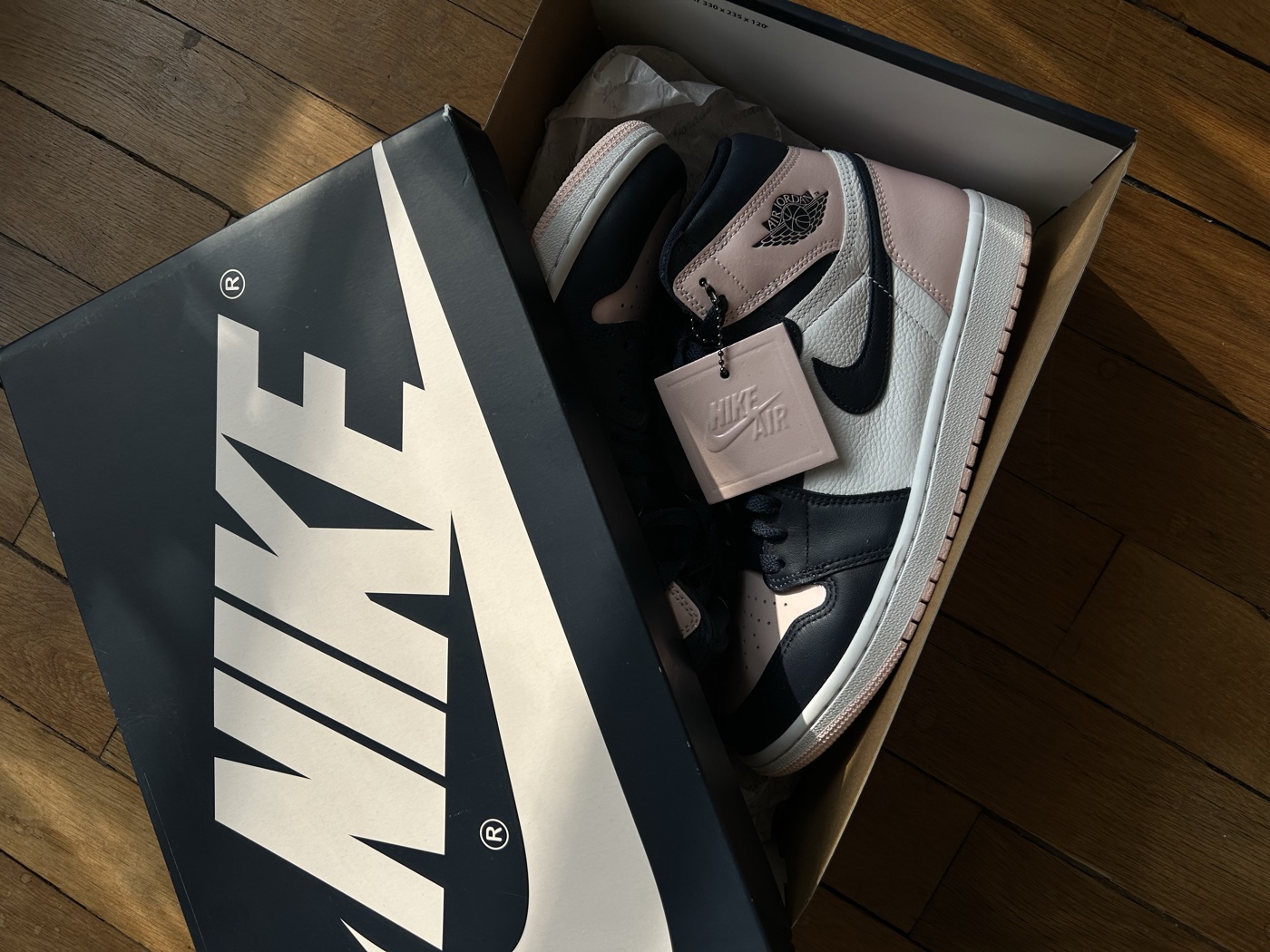 Air Jordan 1 High — colorway atmosphere en main